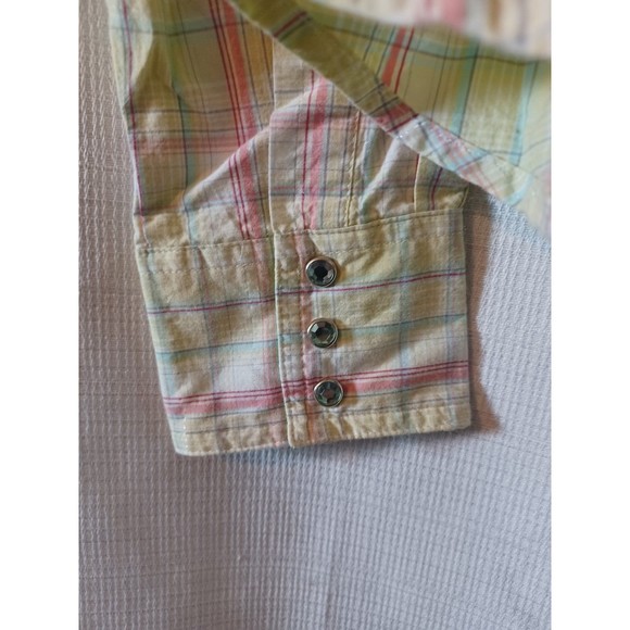 Twenty X Women's L/S plaid Pearl Snap Tailored Fit Blouse. L Pink/Yellow - Picture 2 of 8